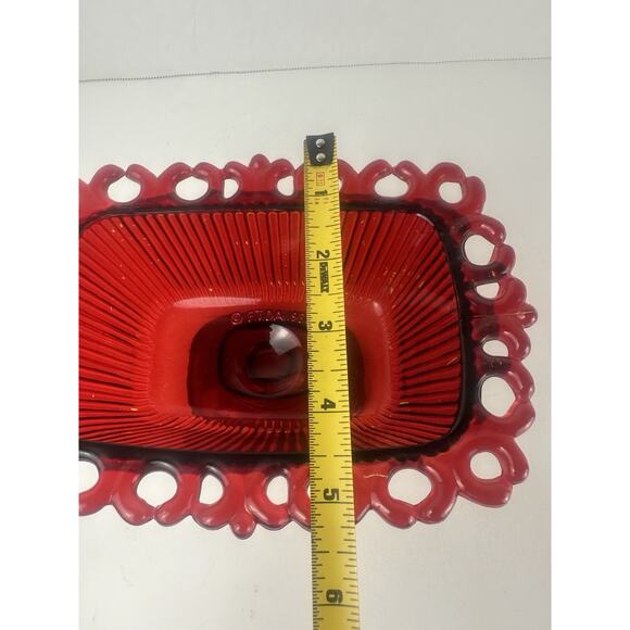 FTDA 1981 Retangular Vintage Pedestal Dish 7" x 5" x 4.5" - Picture 7 of 7